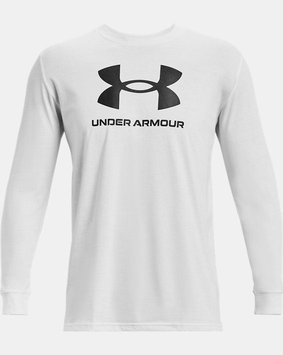 Men's UA Sportstyle Logo Long Sleeve, White, pdpMainDesktop image number 4